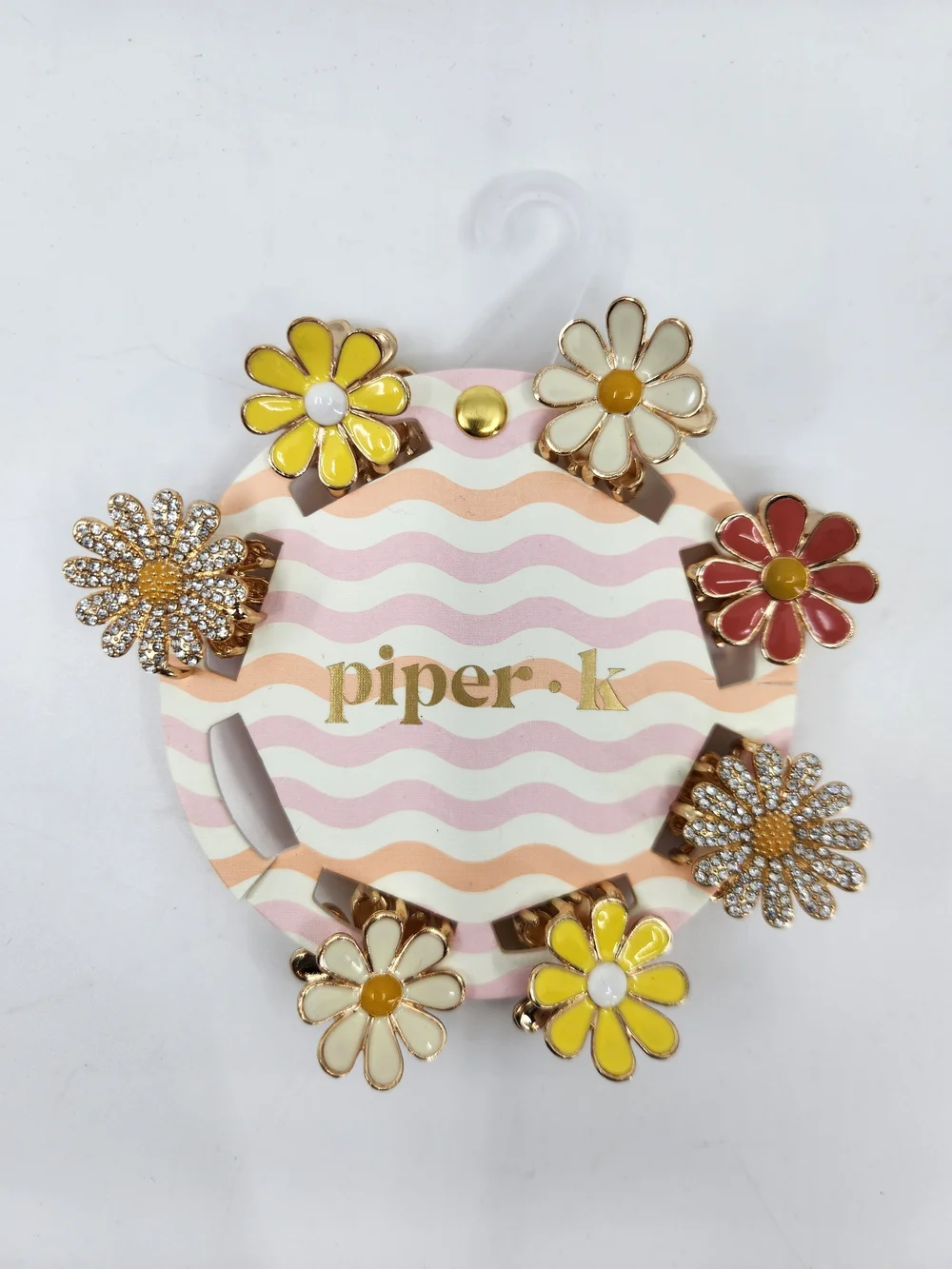 Piper K Daisy Mix Hair Clip Set in Yellow, Cream, Pink & Gold